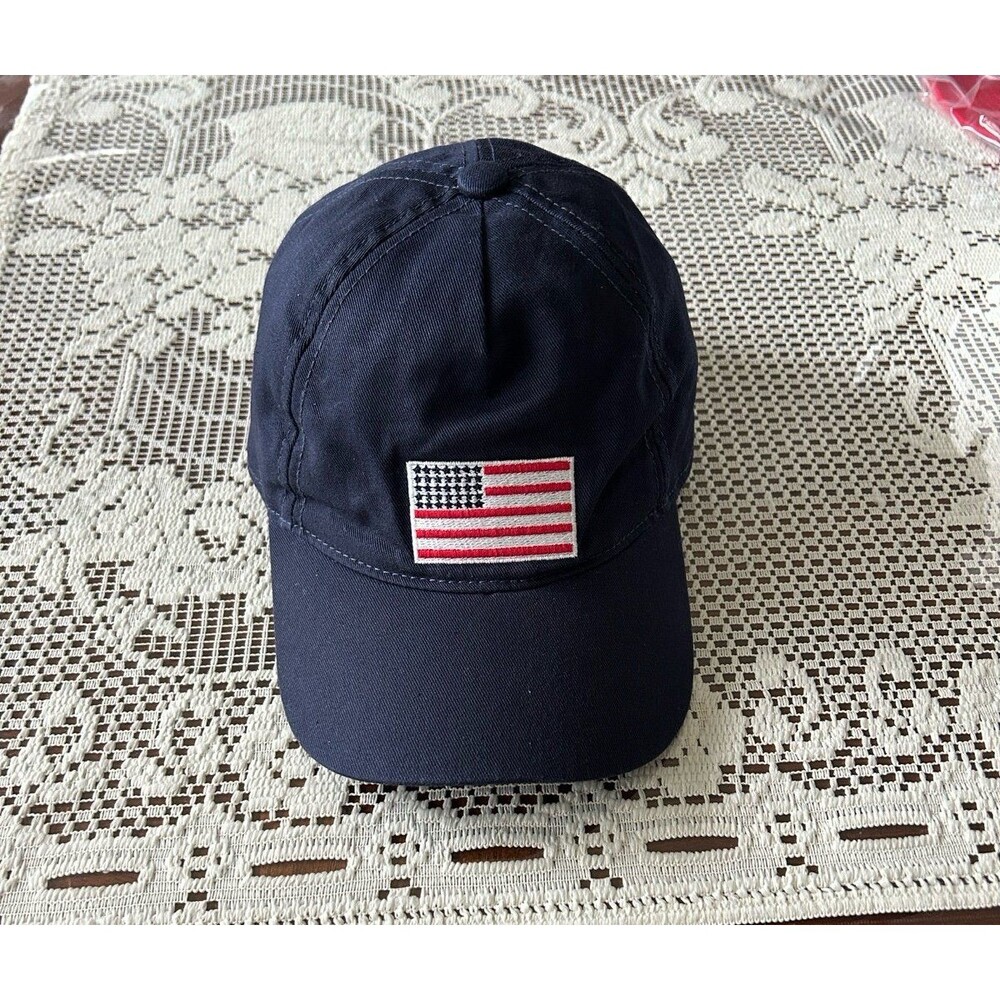 Kids Janie and Jack Dark Blue Hat with Flag Patch